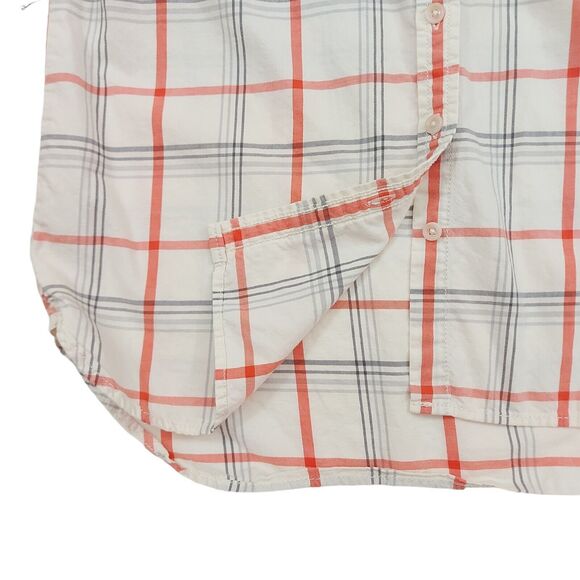 Banana Republic Shirt Womens XS Cotton Beige Plaid Button Up Long Sleeve Preppy - Picture 4 of 10
